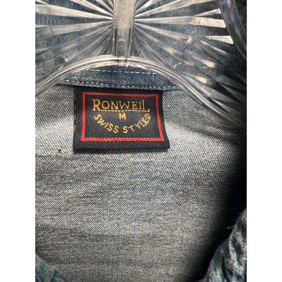 Vintage Ronweil Swiss Style Denim Shirt W/ Floral Embroidery & snap buttons Size - Picture 3 of 6